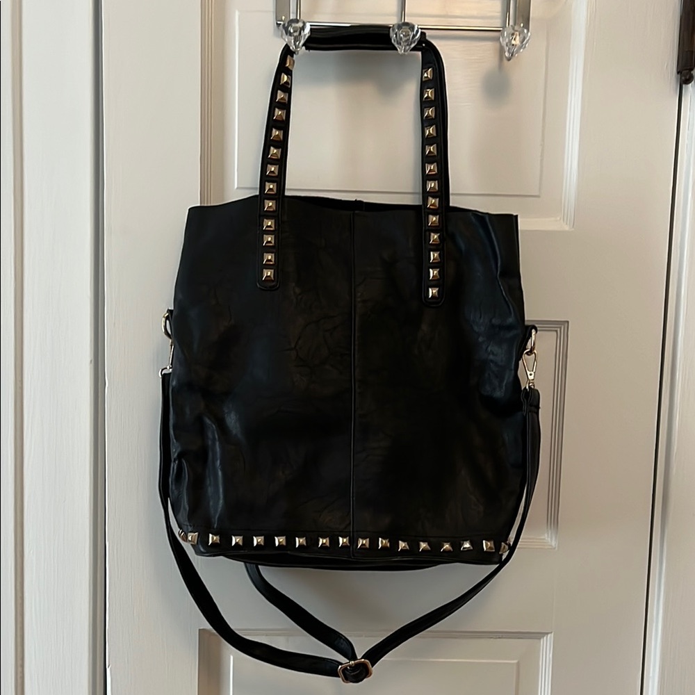 Black Studded Tote Bag